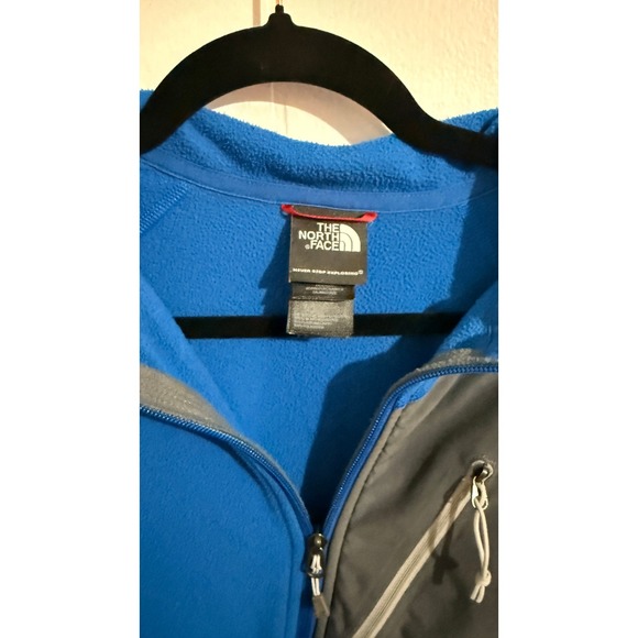The North Face Mens Fleece 1/2 Zip Pullover Jacket Blue Gray Logo Size L - Picture 3 of 5